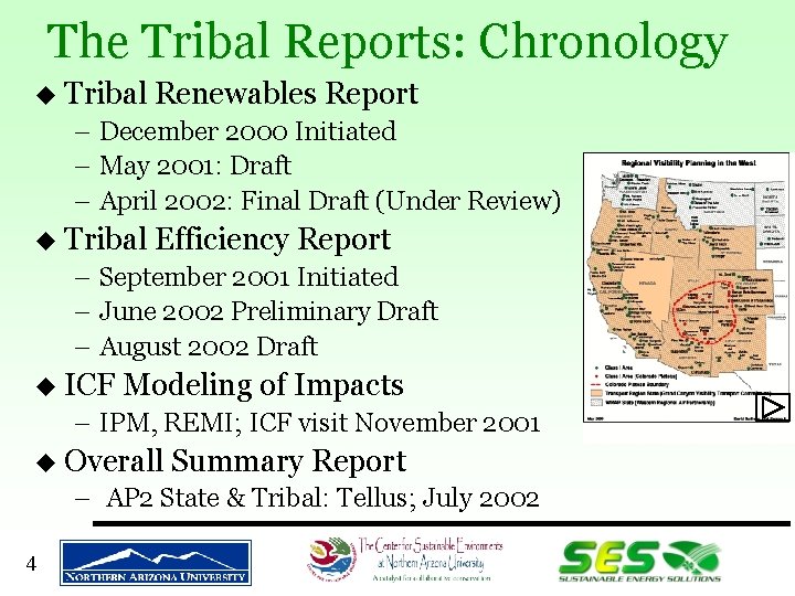 The Tribal Reports: Chronology u Tribal Renewables Report – December 2000 Initiated – May