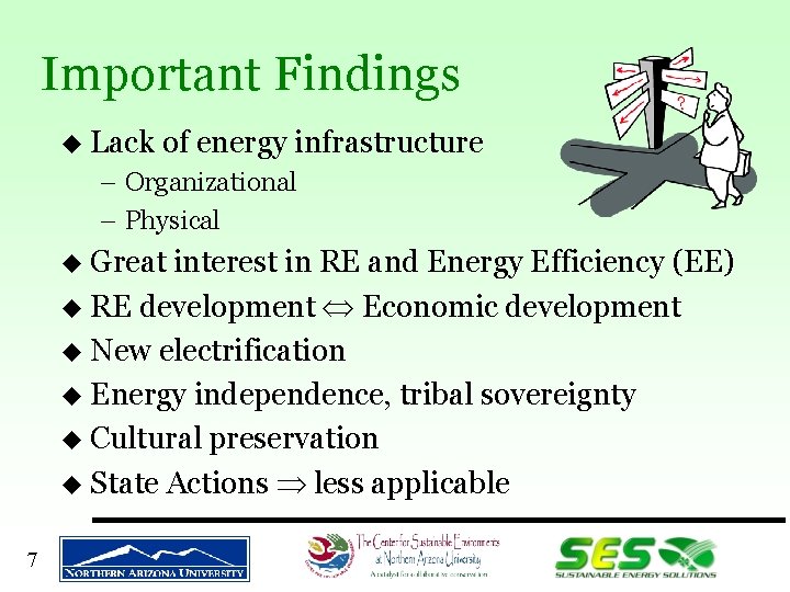 Important Findings u Lack of energy infrastructure – Organizational – Physical u Great interest