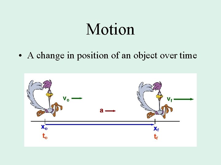 Motion • A change in position of an object over time 