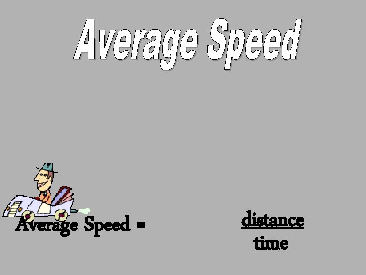 Average Speed = distance time 
