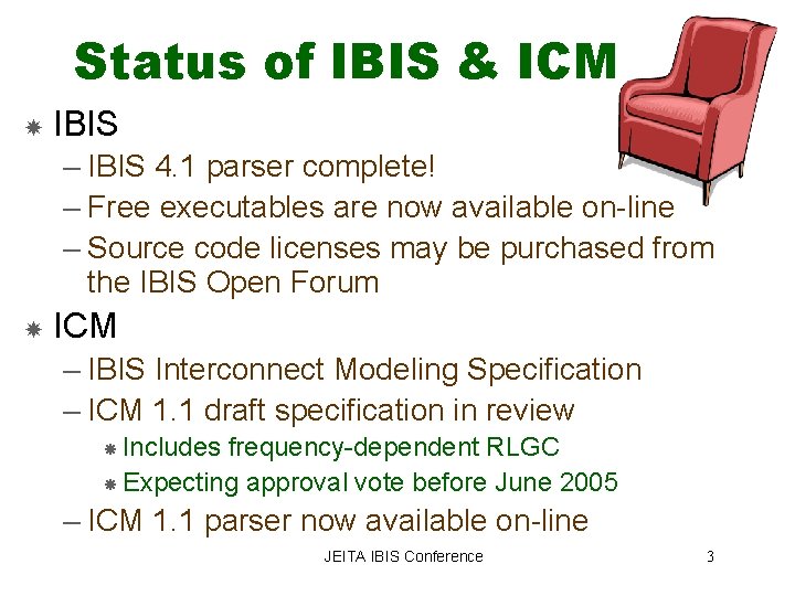 Status of IBIS & ICM IBIS – IBIS 4. 1 parser complete! – Free