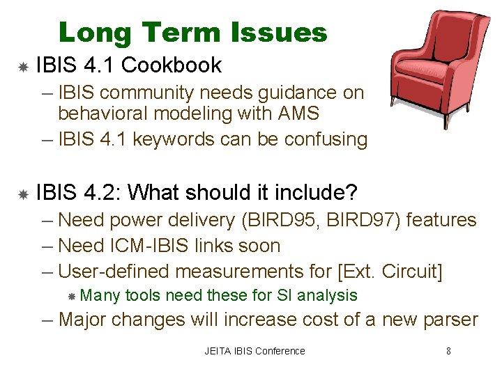 Long Term Issues IBIS 4. 1 Cookbook – IBIS community needs guidance on behavioral