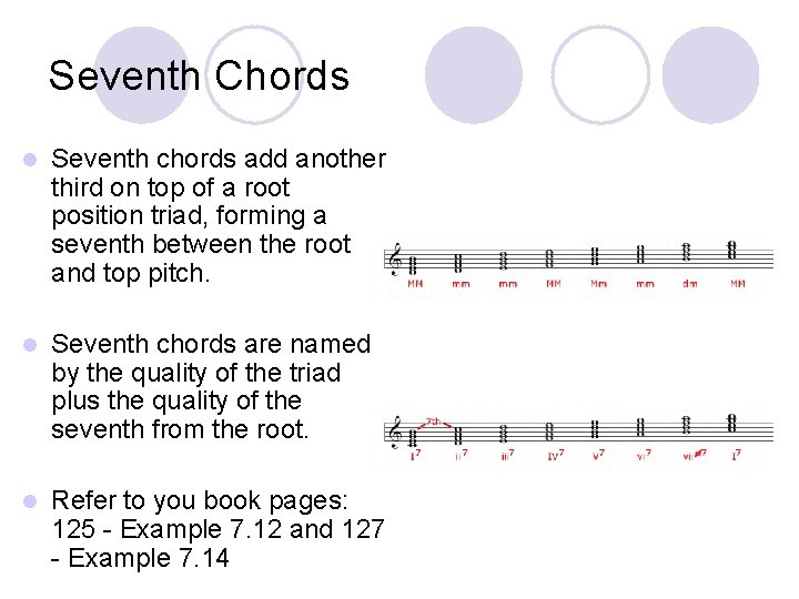 Seventh Chords l Seventh chords add another third on top of a root position