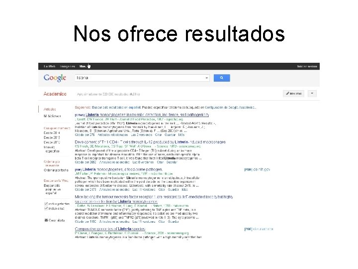 Nos ofrece resultados Nos ofrece resultados