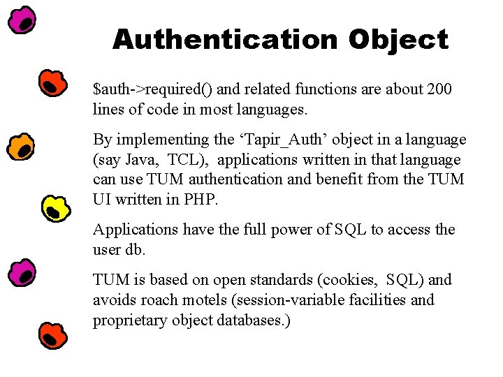 Authentication Object $auth->required() and related functions are about 200 lines of code in most