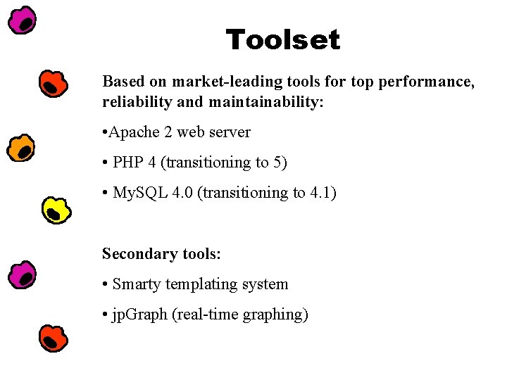 Toolset Based on market-leading tools for top performance, reliability and maintainability: • Apache 2