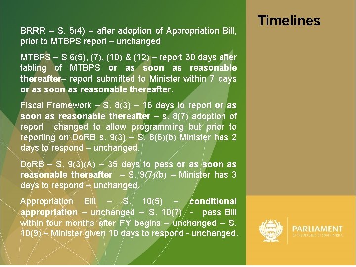 BRRR – S. 5(4) – after adoption of Appropriation Bill, prior to MTBPS report