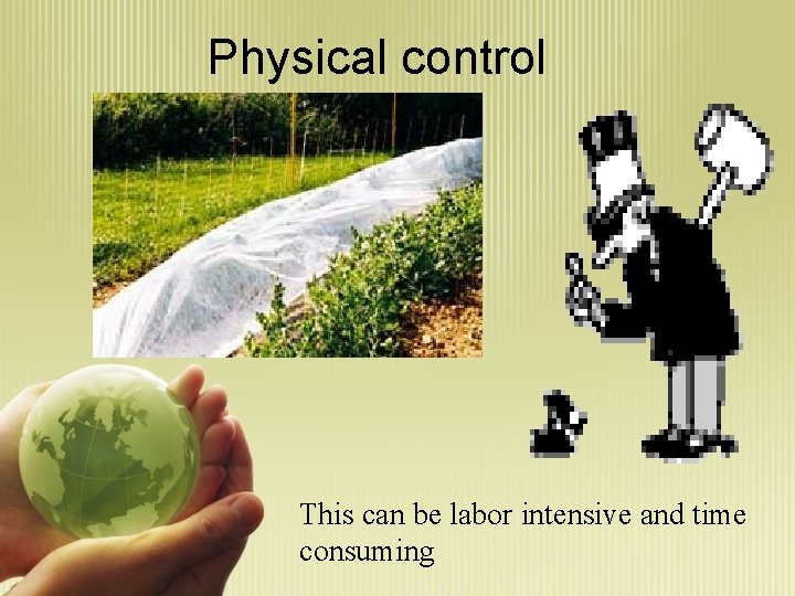 Physical control This can be labor intensive and time consuming 