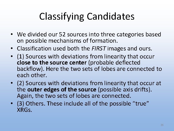 Classifying Candidates • We divided our 52 sources into three categories based on possible