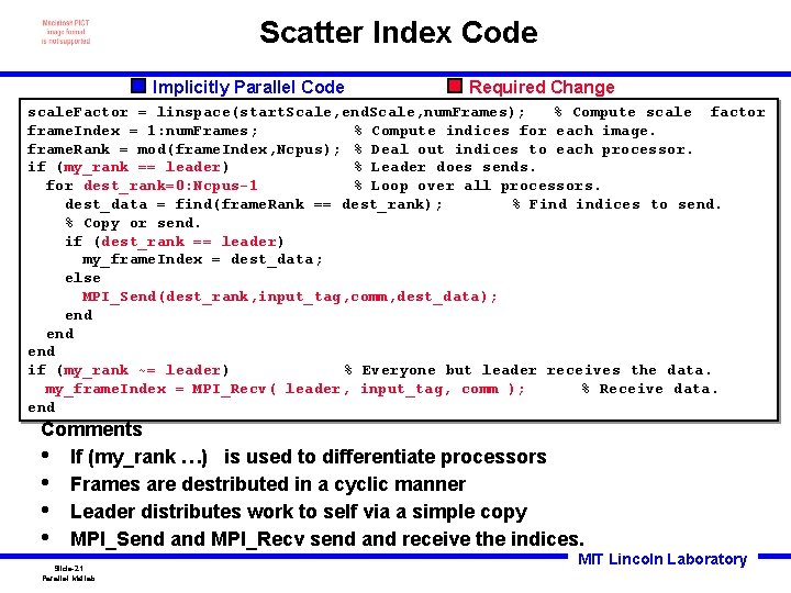 Scatter Index Code Implicitly Parallel Code Required Change scale. Factor = linspace(start. Scale, end.