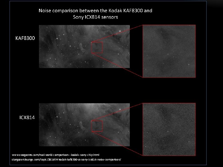 www. swagastro. com/real-world-comparison---kodak--sony-chip. html stargazerslounge. com/topic/281956 -kodak-kaf 8300 -vs-sony-icx 814 -noise-comparison/ 