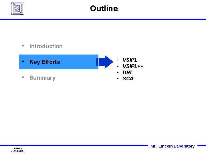 Outline • Introduction • Key Efforts • Summary 999999 -7 XYZ 9/25/2021 • • Outline • Introduction • Key Efforts • Summary 999999 -7 XYZ 9/25/2021 • •