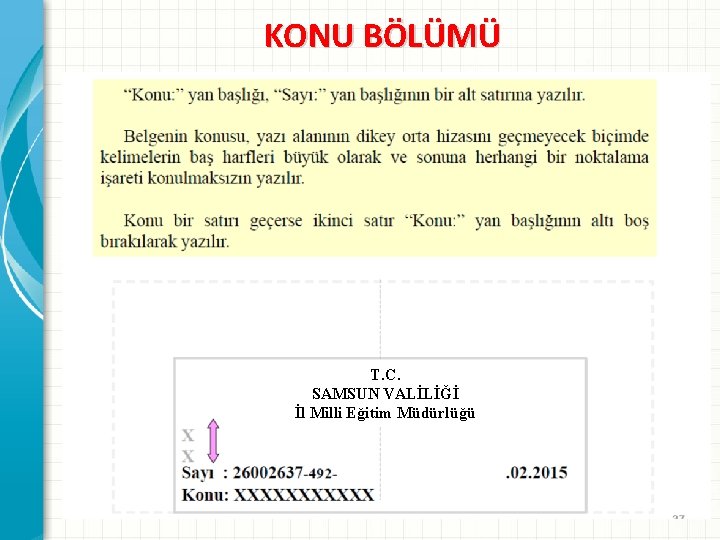 KONU BÖLÜMÜ T. C. SAMSUN VALİLİĞİ İl Milli Eğitim Müdürlüğü 