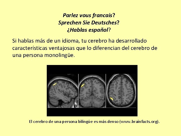 Parlez vous francais? Sprechen Sie Deutsches? ¿Hablas español? Si hablas más de un idioma,