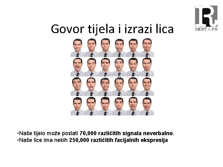 Govor tijela i izrazi lica • Naše tijelo može poslati 70, 000 različitih signala