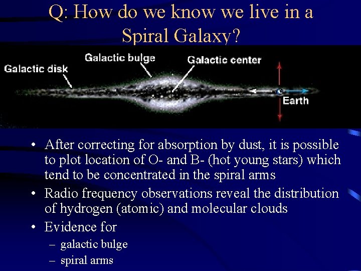 Q: How do we know we live in a Spiral Galaxy? • After correcting