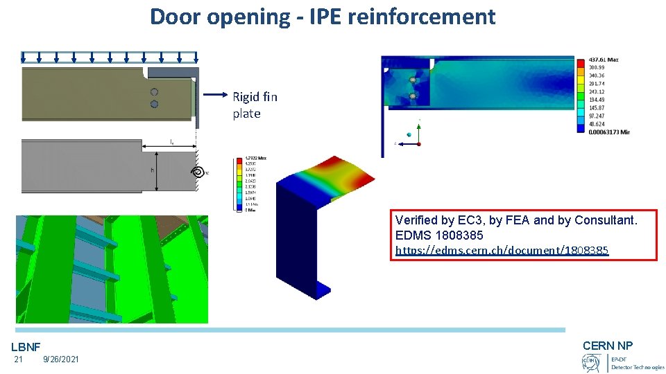 Door opening - IPE reinforcement Rigid fin plate Verified by EC 3, by FEA