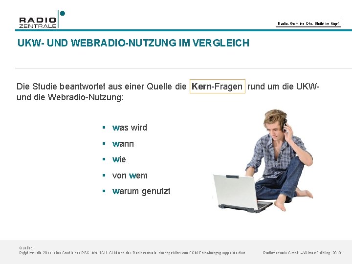 Radio. Geht ins Ohr. Bleibt im Kopf. UKW- UND WEBRADIO-NUTZUNG IM VERGLEICH Die Studie