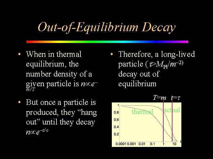 Out-of-Equilibrium Decay • When in thermal equilibrium, the number density of a given particle