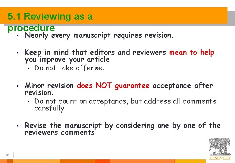 5. 1 Reviewing as a procedure § § 45 Nearly every manuscript requires revision.