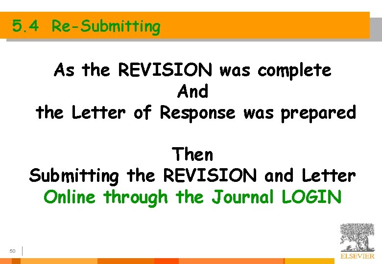 5. 4 Re-Submitting As the REVISION was complete And the Letter of Response was