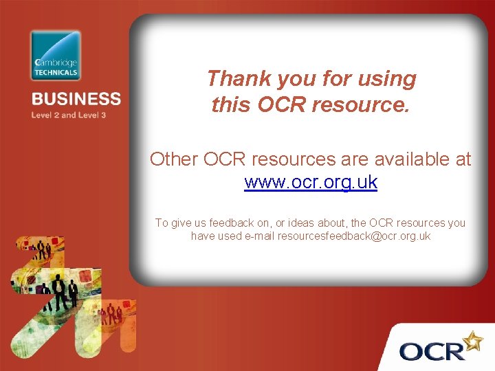 Thank you for using this OCR resource. Other OCR resources are available at www.
