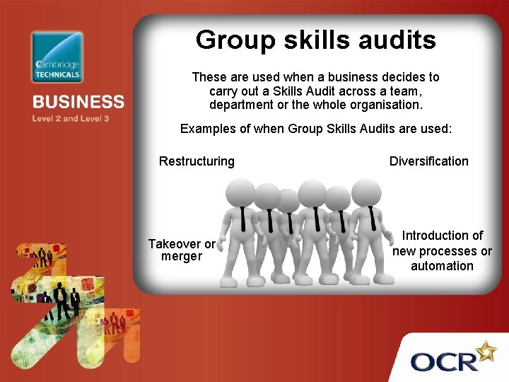 Group skills audits These are used when a business decides to carry out a