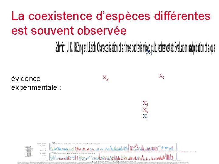 La coexistence d’espèces différentes est souvent observée X 3 évidence expérimentale : X 1