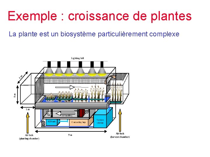 Exemple : croissance de plantes La plante est un biosystème particulièrement complexe 