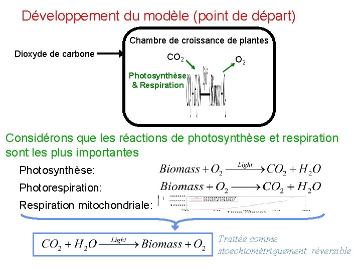 Développement du modèle (point de départ) Chambre de croissance de plantes Dioxyde de carbone