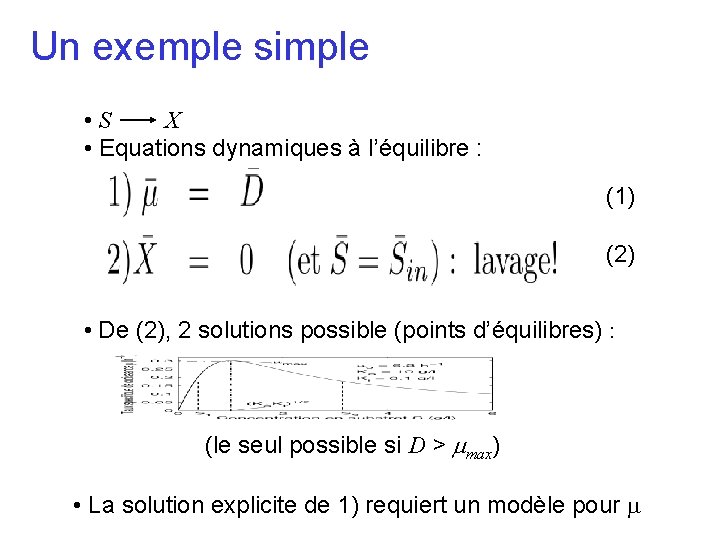 Un exemple simple • S X • Equations dynamiques à l’équilibre : (1) (2)