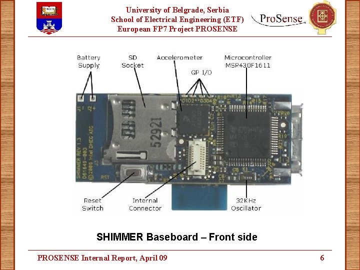 University of Belgrade, Serbia School of Electrical Engineering (ETF) European FP 7 Project PROSENSE