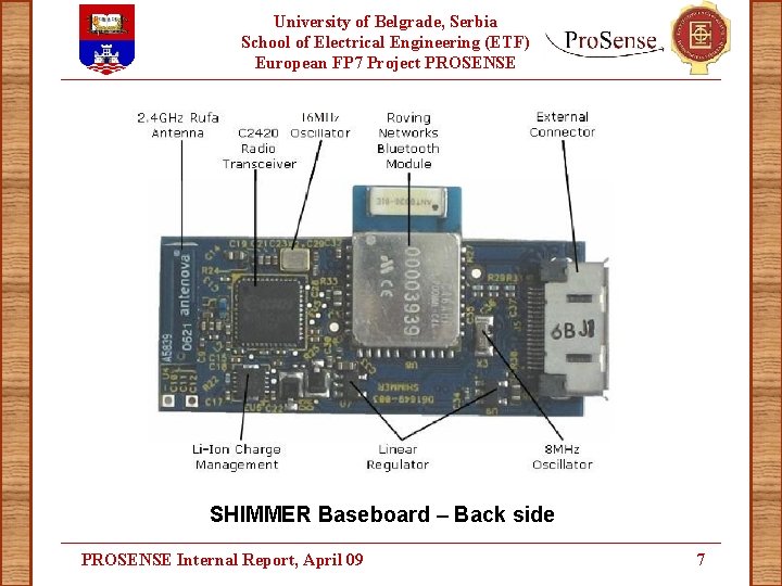 University of Belgrade, Serbia School of Electrical Engineering (ETF) European FP 7 Project PROSENSE