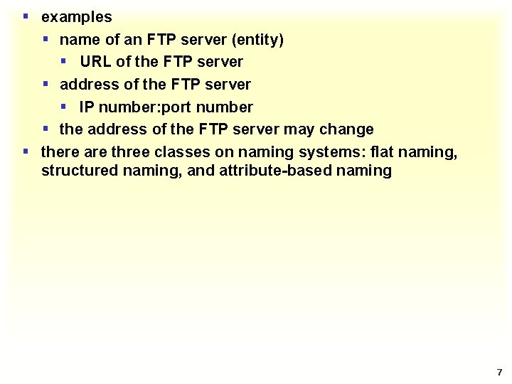 § examples § name of an FTP server (entity) § URL of the FTP
