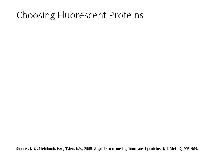 Choosing Fluorescent Proteins Shaner, N. C. , Steinbach, P. A. , Tsien, R. Y.