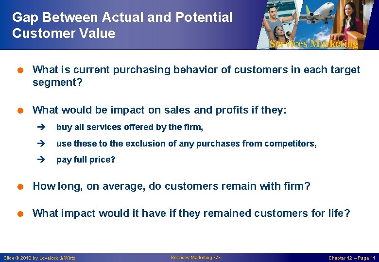 Gap Between Actual and Potential Customer Value Services Marketing = What is current purchasing