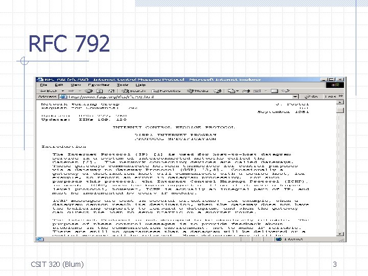 RFC 792 CSIT 320 (Blum) 3 