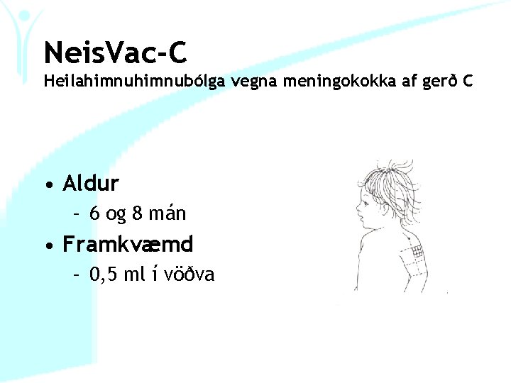 Neis. Vac-C Heilahimnubólga vegna meningokokka af gerð C • Aldur – 6 og 8