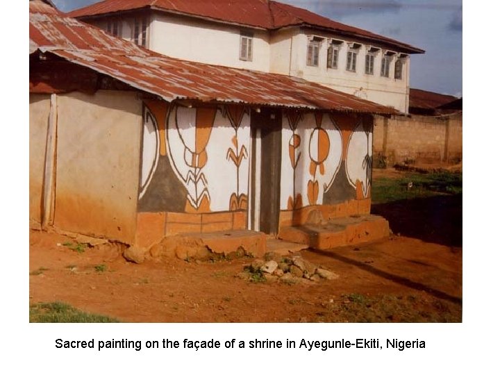 Sacred painting on the façade of a shrine in Ayegunle-Ekiti, Nigeria 