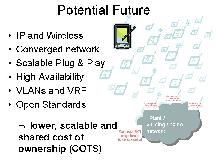 Potential Future • • • IP and Wireless Converged network Scalable Plug & Play