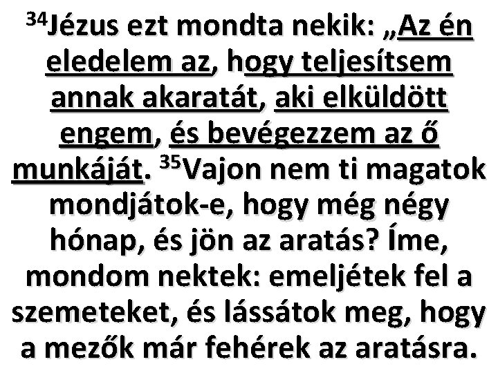 34 Jézus ezt mondta nekik: „Az én eledelem az, hogy teljesítsem annak akaratát, aki