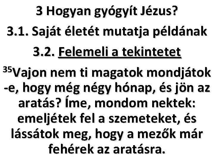 3 Hogyan gyógyít Jézus? 3. 1. Saját életét mutatja példának 3. 2. Felemeli a