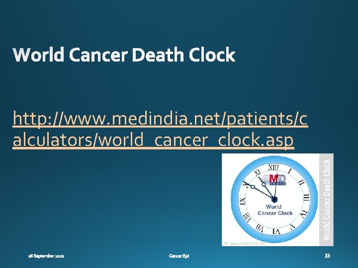 http: //www. medindia. net/patients/c alculators/world_cancer_clock. asp 