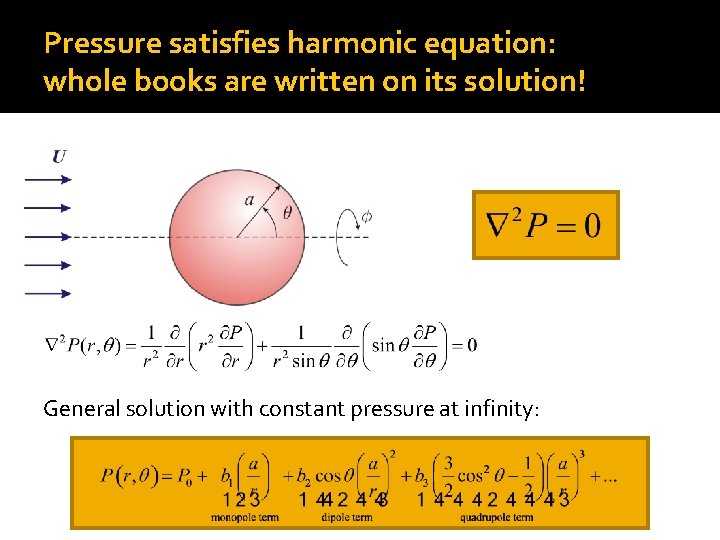 Pressure satisfies harmonic equation: whole books are written on its solution! General solution with