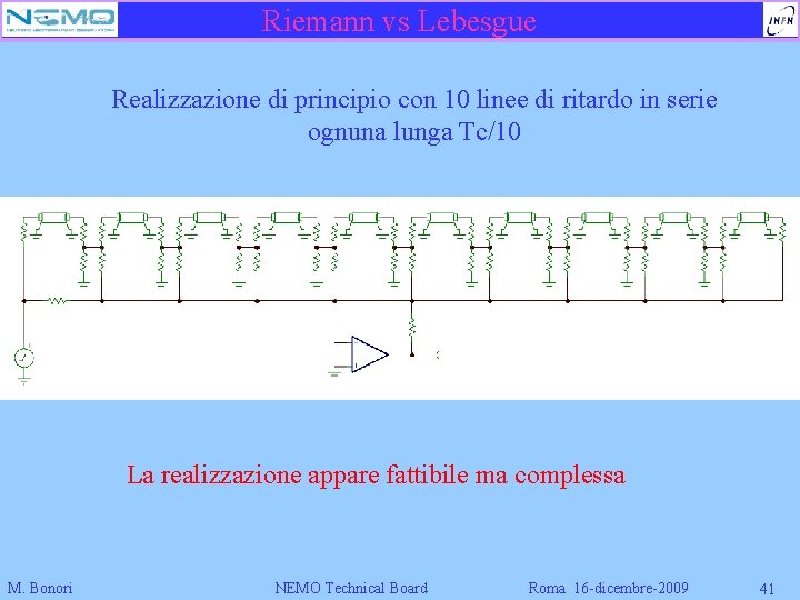 Riemann vs Lebesgue Realizzazione di principio con 10 linee di ritardo in serie ognuna