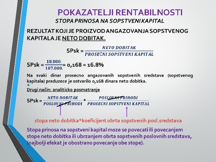 POKAZATELJI RENTABILNOSTI • 