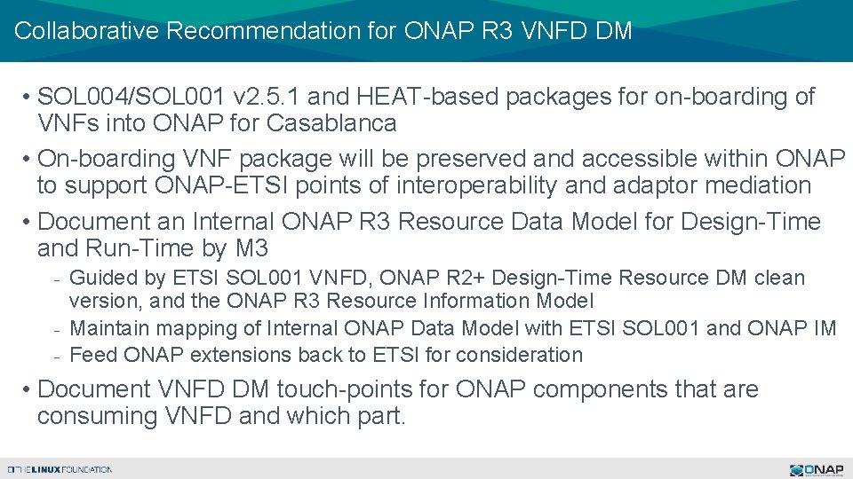 Collaborative Recommendation for ONAP R 3 VNFD DM • SOL 004/SOL 001 v 2.