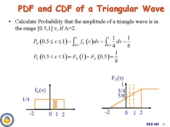 PDF and CDF of a Triangular Wave • Calculate Probability that the amplitude of