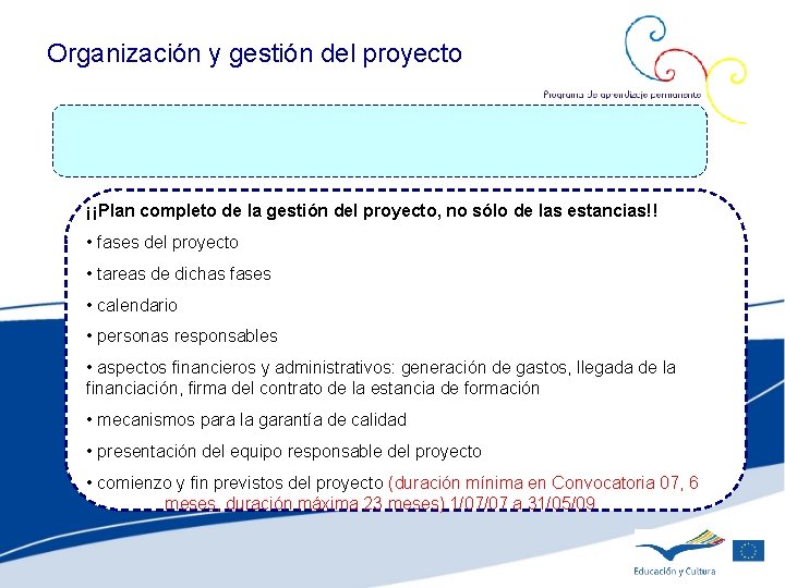 Organización y gestión del proyecto ¡¡Plan completo de la gestión del proyecto, no sólo