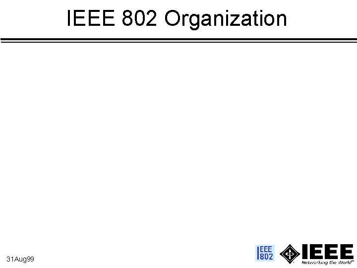 IEEE 802 Organization 31 Aug 99 